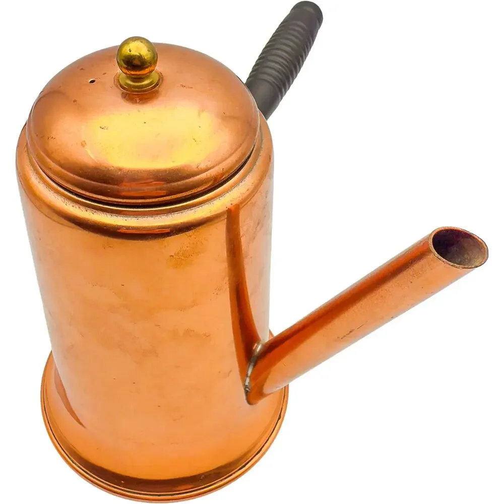 Vintage Colonial Copper & Brass Ware 4-Piece Kettle w/Lid Creamer and Sugar Bowl